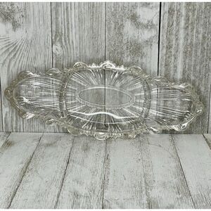 Vintage Pressed Glass Divided Serving Dish